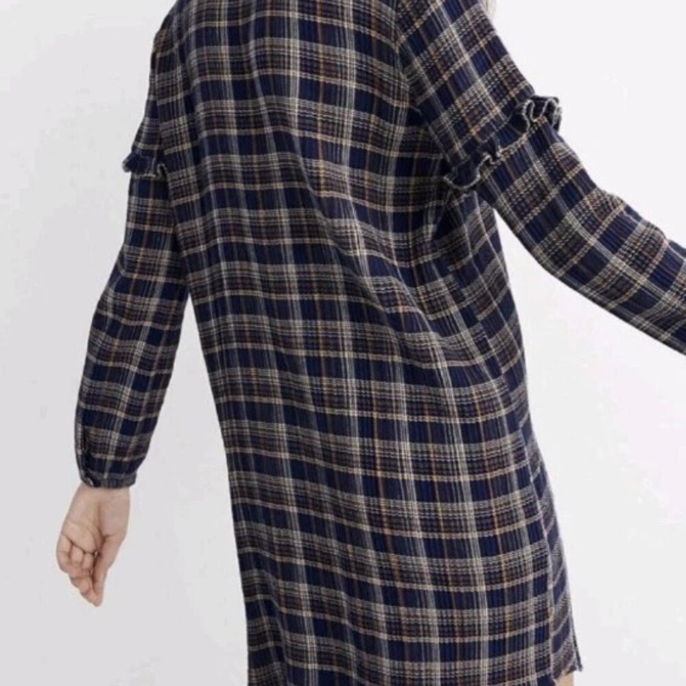 Madewell Women's Size Medium Plaid V Neck Gauze Shirt Dress - Picture 4 of 7